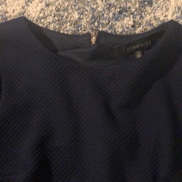 Dynamite, Medium Navy Blue Textured Dress with Zippered back - Picture 2 of 6